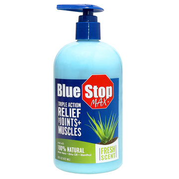 Blue Stop max bottle 16oz and front label 